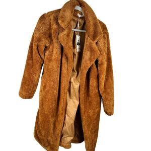 Angashion Golden Brown Fur Feel Coat Small